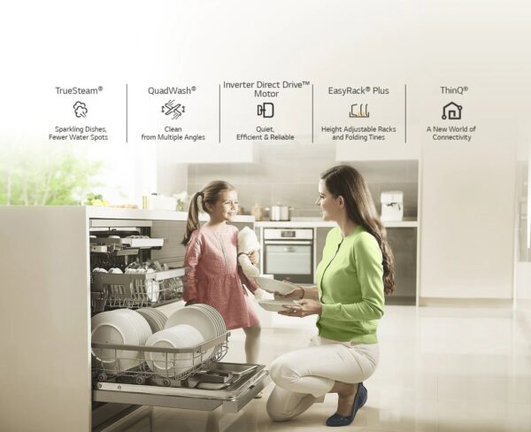 LG 15 Place QuadWash® Dishwasher with Auto Open Dry in Noble Steel Finish Built Under - Image 2