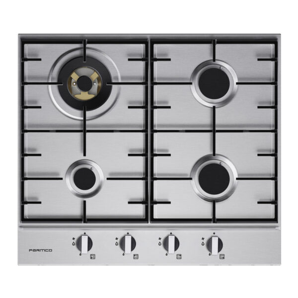 Parmco 600mm Stainless Steel, 3 Burner + WOK, Gas Cooktop