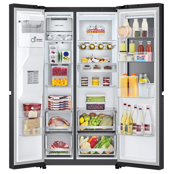 LG 635L Side-by-Side Fridge Freezer with Ice & Water - Matte Black - Image 3