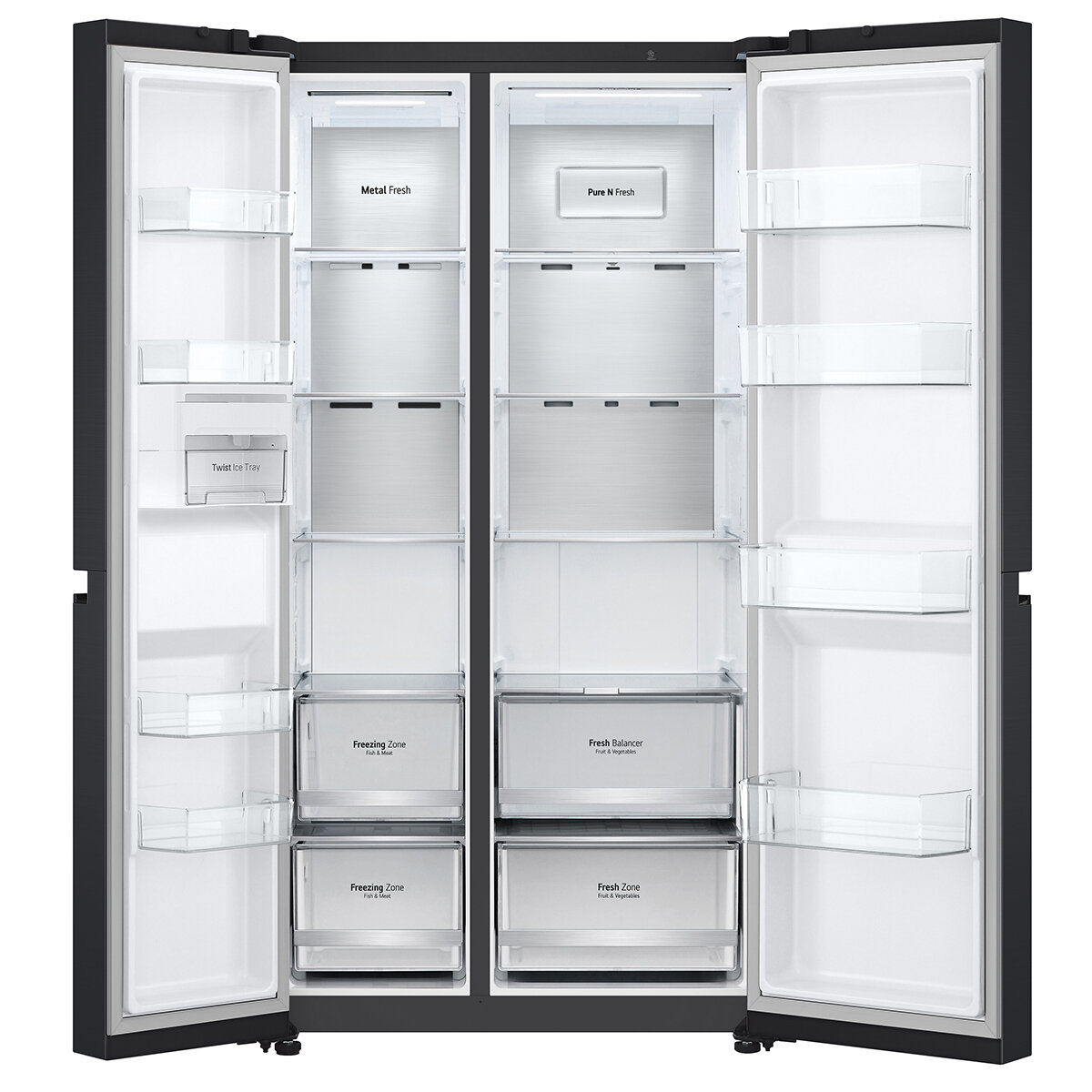 LG 635L Side by Side Fridge with Ice & Water Matte Black - Image 2