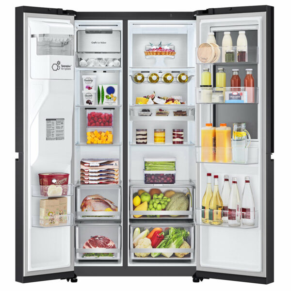LG 635L Side-by-Side Fridge Freezer with Ice & Water - Matte Black - Image 3